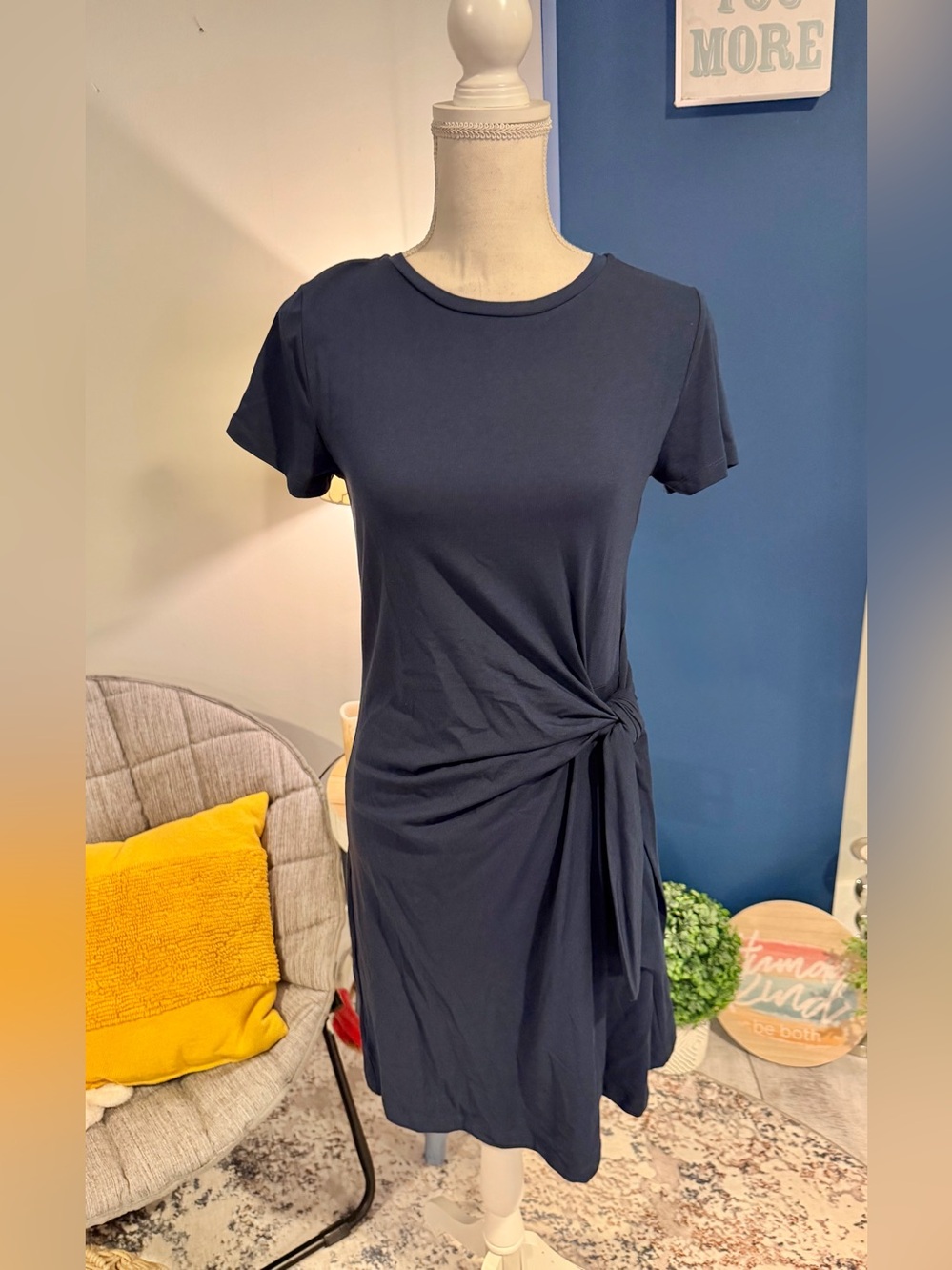 NWT LOFT Petite Navy Side Tie Dress SP